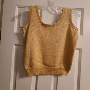 Vintage St John Heavy Fancy Gold Knit Sleeveless Knit Top